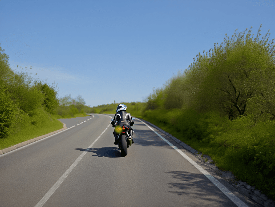Trafiksituation: Du kører ca. 80 km/t og har indhentet motorcyklen, som kører langsommere. Der e…