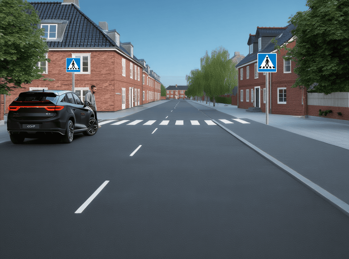 Trafiksituation: Du har sat hastigheden ned og skal ligeud i krydset. Der er ingen kørende bagud…