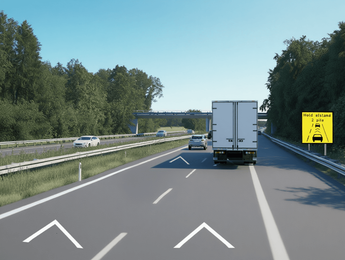 Trafiksituation: Du kører 130 km/t på motorvejen og er ved at indhente lastbilen. Hvad skal du v…