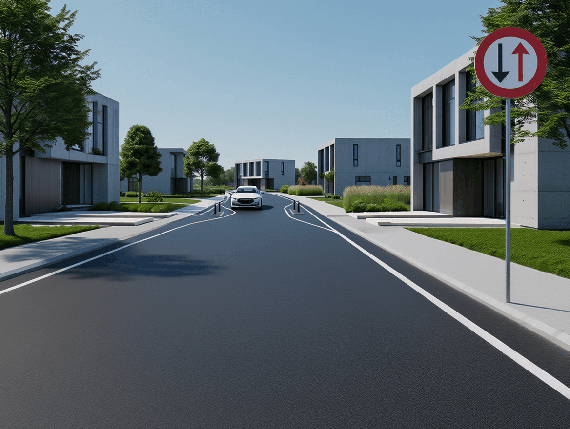 Trafiksituation: Du vil fortsætte ligeud ad vejen. Der er ingen kørende bagud. Hvordan vil du fo…