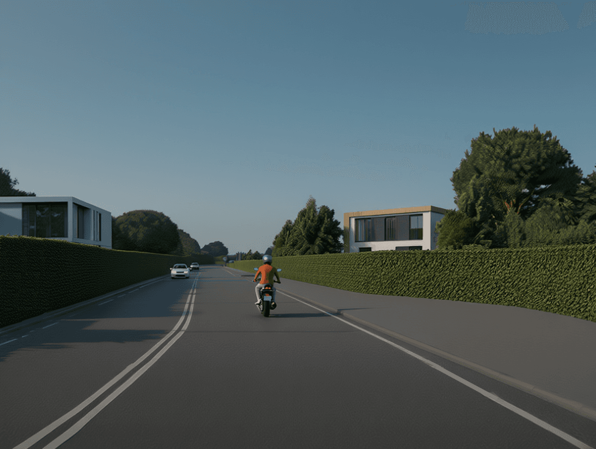 Trafiksituation: Du kører ca. 80 km/t uden for tættere bebygget område. Motorcyklen foran dig kø…