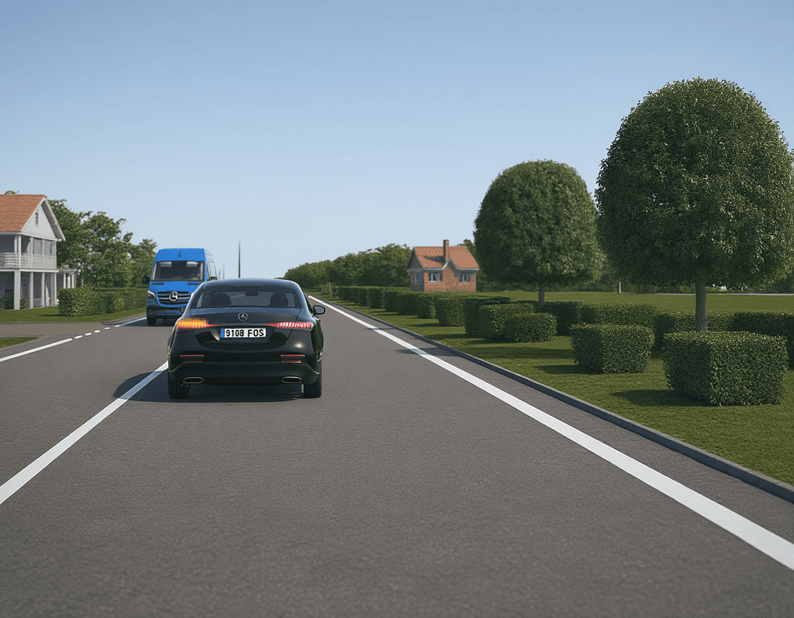 Trafiksituation: Du vil gerne overhale den sorte bil, som holder stille for at svinge til venstr…