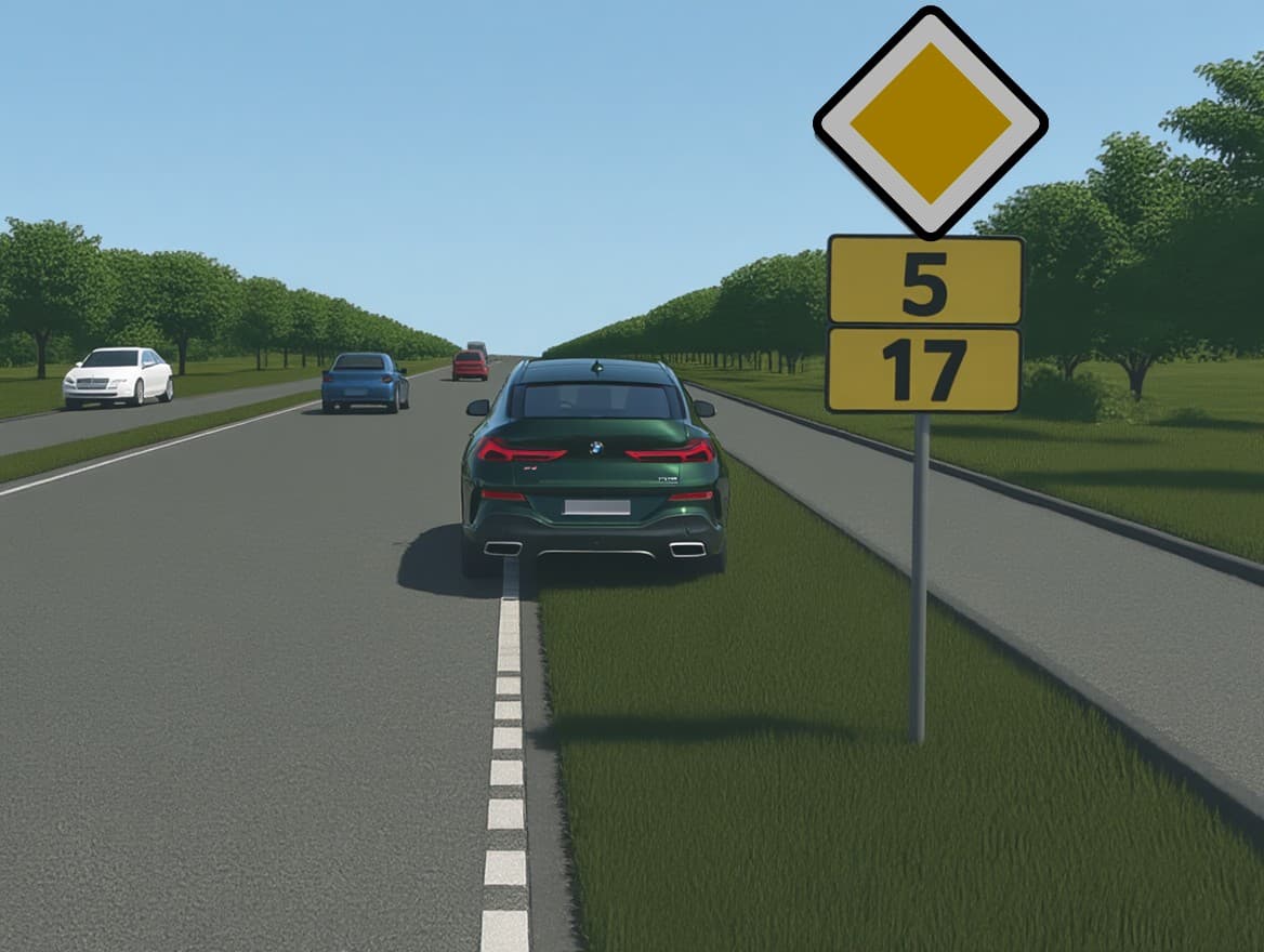 Trafiksituation: Du har netop forladt den grønne bil uden for tættere bebygget område. Hvilke re…